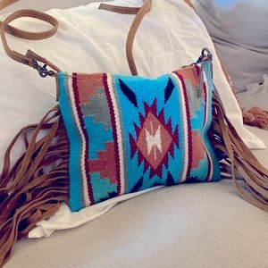 NWT saddle blanket / suede fringe crossbody